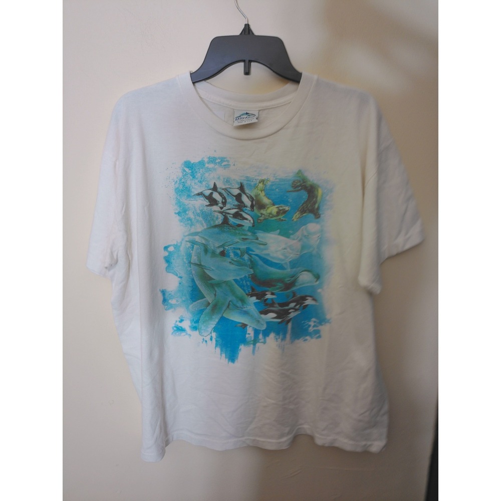Dolphin Shirt Company T-Shirt Men XL White Vintage Marine Life Graphic USA Made